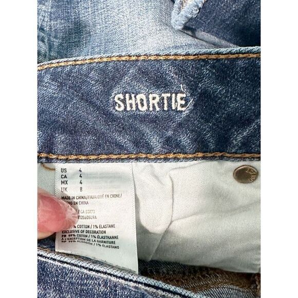 American Eagle Outfitters Super Stretch Shortie Raw Hem Denim Short Blue Size 4 - Picture 2 of 13